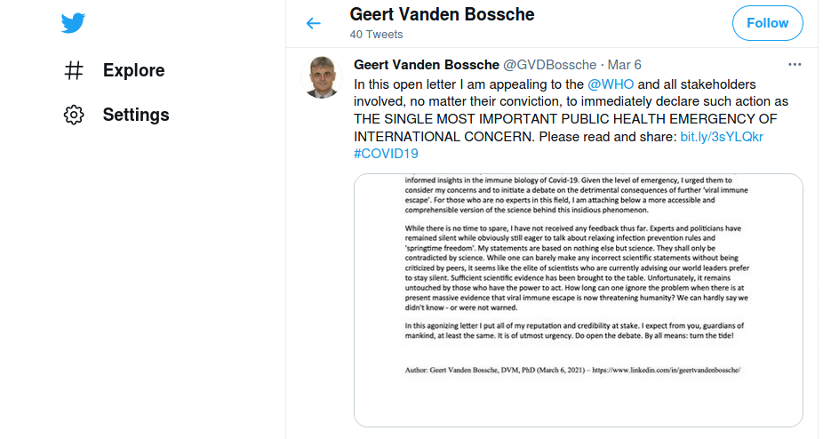 Geert Vanden Bossche, fost angajat al fundației Bill Gates : „Vom plăti un preț uriaș” pentru campania de vaccinare în masă COVID