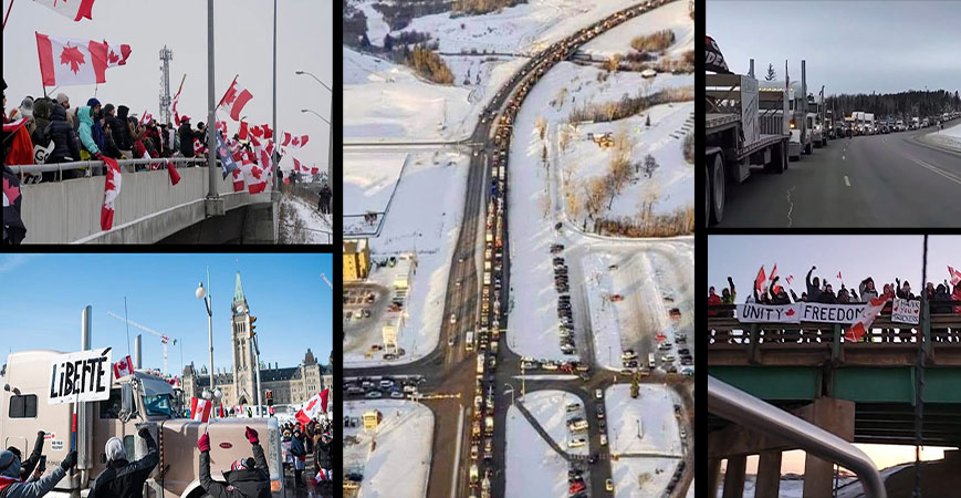 50.000 de șoferi de camioane într-un Convoi pentru Libertate protestează pe șoselele Canadei
